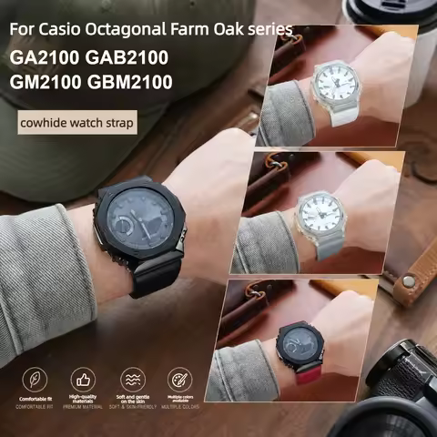 GA2100 GM2100 Soft Cowhide Watch Strap Bracelet For G-SHOCK CasiOak GA-2100 GM-2100 GBM-2100 Men Gen