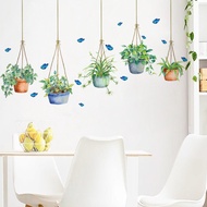 Plant Wall Stickers Green Plant Wall Decals Potted Plant Butterfly Wall Stickers Office Bedroom Livi