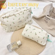 BETTER-MAYSHOW Makeup Bag, Handheld Begonia Flower/Rose Cosmetics Bag, Portable Floral Print Handbag