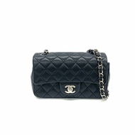 Chanel 黑銀 cf 大mini 20開 荔枝牛 肩背包