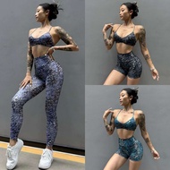 Ellie Collection Top + Shorts + Legging/ Women's Sports Suit Booty Legging Leopard Sportbra Gymshark