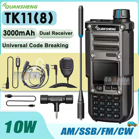 Quansheng TK11(8) 3000mAh 10W Walkie Talkie AM FM SSB Dual Receiver Magic Voice Spectrum Analyzer Re