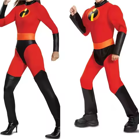 2026 Mr Mrs Incredibles Cosplay Costume Anime The Incredibles Red Jumpsuit Bodysuit Mask Full Set Ha