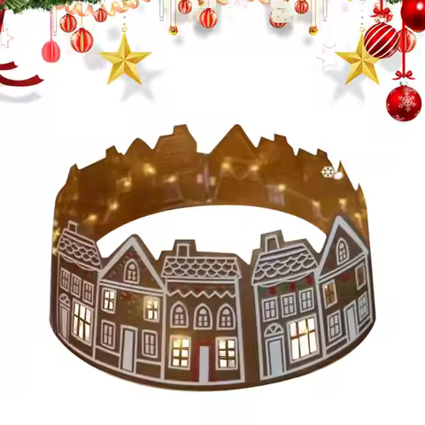 26/28inch Christmas Tree Base Cover LED Gingerbread House Xmas Tree Skirt Decorative Holiday Supplie
