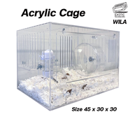 กรงอะคริลิคสำหรับสัตว์เลี้ยง หนูแฮมสเตอร์ เม่นแคระ ดอร์เมาส์ ขนาด 45*30*30 cm Acrylic Cage By Exotic