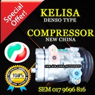 PERODUA KELISA DENSO ND TYPE MODIFY SANDEN OEM CHINA NEW COMPRESSOR/ KOMPRESOR (CAR AIRCOND SYSTEM)