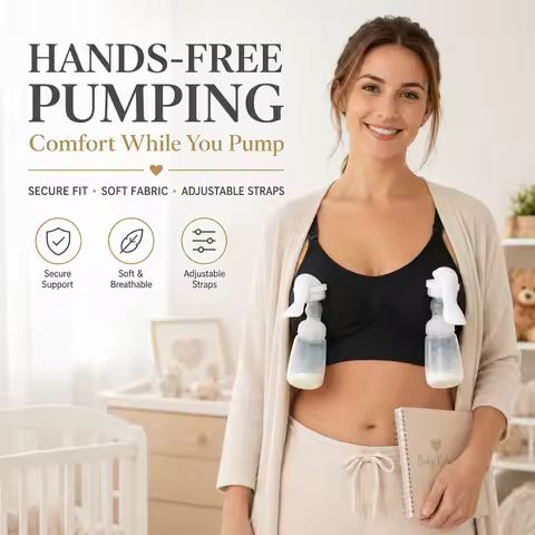 Hands Free Pumping Bra Adjustable Nursing Bra for Breast Pump Wearable Breastfeeding Bra Soft Matern
