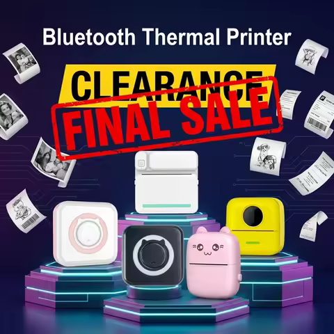 Kids Mini Printer Inkless Bluetooth Wireless Thermal Luggage/Book Tags Boarding Pass Label Note Phot