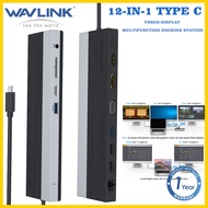 Wavlink USB C Triple Display HUB Docking Station USB C TO DP HDMI  VGA USB2.0/3.0 A Gigabit Ethernet sd/tf Card Reader 3.5มม. โทรศัพท์พอร์ต Multi-Port Converter สำหรับ MacBook Pro 2016-2020และ Windows USB3.1 Gen2 C แล็ปท็อป