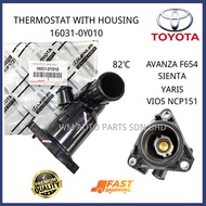 『WM』TOYOTA AVANZA F654 VIOS NSP151 YARIS PERODUA BEZZA 1.3 THERMOSTAT WITH HOUSING 16031-0Y010 82'c