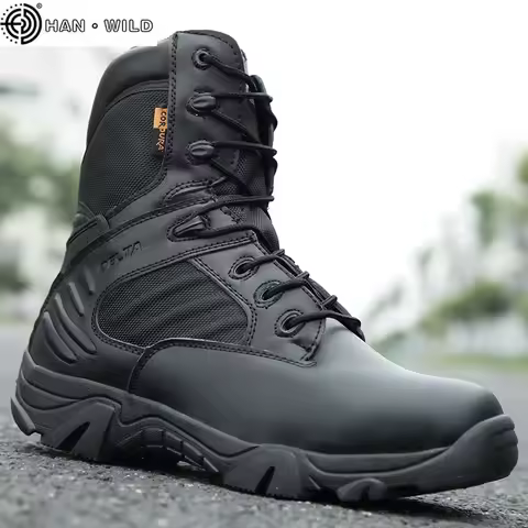 Tactical Mens Boots Special Force Leather Waterproof Desert Combat Ankle Boot Work Shoes Plus Size 3