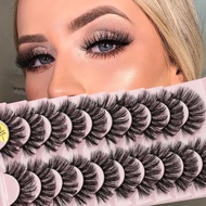 European and American 7D simulated thick roll mink false eyelashes, 10 pairs, full strips for daily,