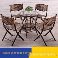Spot Goods Rattan Chair Armchair Rattan Stool Foldable Outdoor Simplicity Leisure Barbecue Chair Dining Tables and Chairs Set Plastic Chair