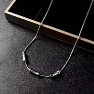 Titanium Necklace with 3 Lucky Bamboo Burning Attracting Fortune Stainless Steel Not Black DC3DOTTRE