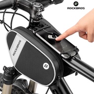 ROCKBROS Bike Bag Rainproof Mountain Bike Front Frame Phone Bag Reflective Top Tube Bag Rotation Phone Holder Bicycle Accessories