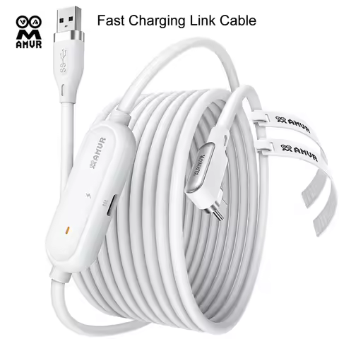 AMVR 18W Rechargeable Link Cable for Quest 3/3S /2 /Pro Fast Charging Type-C USB Cables for Pico4 /U