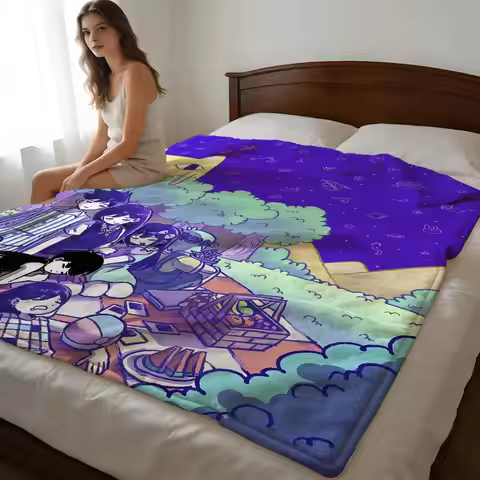 Throw High-Density Short Plush Blanket For Sofa Nap Air-Conditioned Room Soft Skin-Friendly Game Ani