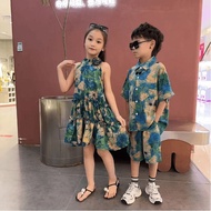 First Words Morning 0715 Sisters Outfit Boys Girls Oil Painting Chiffon Suit