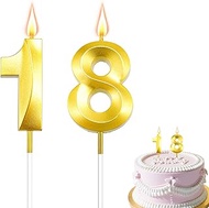 18th Birthday Candles, Number 18 Candles, Gold Birthday Candles, 18th Happy Birthday Candles Cake To