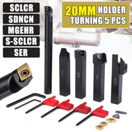 Paket Lengkap Holder Bubut Set 5 pcs 20 mm Pahat Bubut Luar Dalam 20mm Holder Boring Ulir Netral