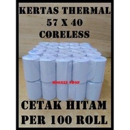- Thermal Paper 57 X 40 / 57x40 / 58 x 40 / 58x40 mm per 100 Rolls Plain