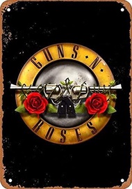 GCOCL Metal Sign Guns N' Roses Retro tin Sign Nostalgic Ornament Metal Poster Garage Art Deco bar Cafe Shop 8x12 Inch tin Poster Hacker