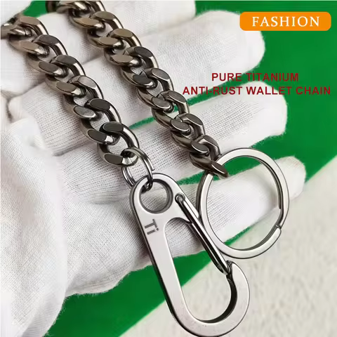 Pure Titanium Biker Wallet Chain - Heavy Duty Pants Chain for Men, Anti-Rust Jean Chain, Stylish Acc