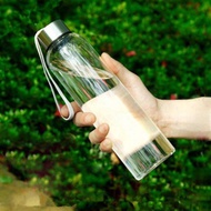 Glass water bottle, glass bottle with carrying strap 300ml, 500ml, detox bottle