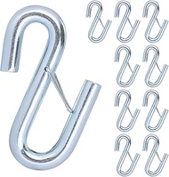 QWORK Trailer Safety Chain S-Hook with Latch, 10 Pcs 7/16-Inch Quick Release Trailer Hitch Hooks, 50