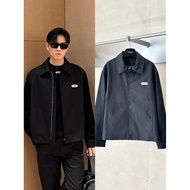 R8AJ DR Letter Label Sheepskin Patchwork Jacket Coat