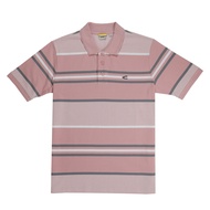 camel active Men Short Sleeve Polo-T in Regular Fit with Multistripe in Blush Pink Cotton Pique 9-280SS24ST1119