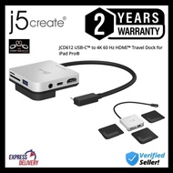j5create JCD612 6-in-1 Hab USB-C / USB-C Hub Travel Dock for iPad Pro 12.9/11, with 4K@60Hz HDMI, US