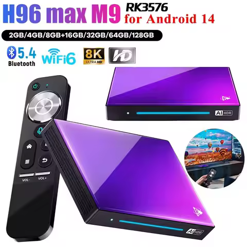H96 MAX M9 AI Android 14 TV BOX Rockchip RK3576 8-Core 2.4/5G Wifi6 BT5.4 1000M LAN 8K 4K@120fps 4G