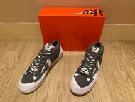 Nike-Blazer 低筒鞋 x sacai Iron Grey黑白US11.5 29.5cm