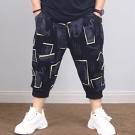 Plus Size Cropped Pants Thin Style Fat Guy Breeches Loose Men Shorts Fat Guy 7 Points Shorts Men Sho