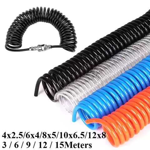 High Quality 3M 6M 9M 12M 15M PU6X4 PU8X5 PU10X6.5 PU Spiral Telescopic Pneumatic Air Spring Tube Ho