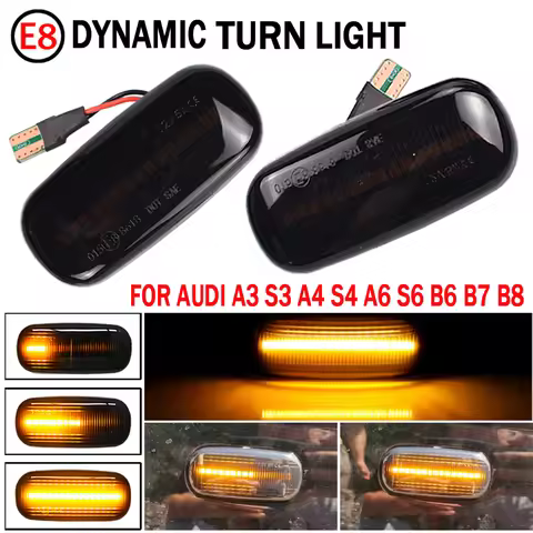 For Audi A3 S3 8P A4 S4 RS4 B6 B7 A6 S6 RS6 C6 05-08 Dynamic Turn Signal Light LED Side Marker Fende