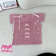 Áo Kiểu Trễ Vai Đính Nơ PINKSTORE29 Phong Cách Coquette A51092