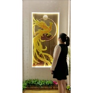 Tranh Đính Đá Pha Lê Đèn LED Phượng Hoàng biểu tượng quyền uy Trang Trí Nhà Decor Phòng Khách...