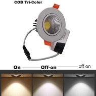 Recessed COB LED Downlights  Tri-color 7W 10W  LED Ceiling Spot Lights AC85~265V Indoor Lighting Black/White 3 Colors Adjustable