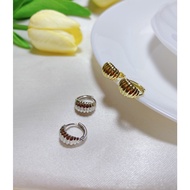 202_goodgift_station-small horn hoop earrings s925 silvers Real Silver Round Lock Ring Circle