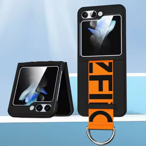 Ring Plastic Phone Case for Samsung Galaxy Z Flip 7 6 5 4 3 Flip6 Flip5 Flip4 Flip7 Wrist Strap Fall