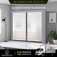 [FREE INSTALL] 8x8/5.5x8 Almari Sliding Door wardrobe Anti-Jump 100% Fully Melamine