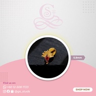 TITANIUM ASTM F-136 FANCY RED STONE DESIGN (GOLD)