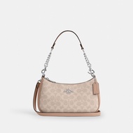 Coach CV933 Teri Shoulder Bag In Signature Canvas (SVPWH) กระเป๋าสะพายผู้หญิง สี Sv/Sand/Taupe
