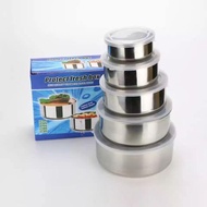 5-Piece Stainless Steel Bowl Measuring Cup Set With Lid 304 T1694