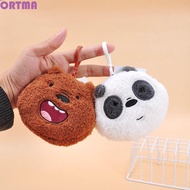 ORTMA Plush Bear Coin Purse, Panda Bear We Bare Bears Bear Plush Doll Card Bag, Keychain Bag Headpho