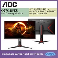 AOC Q27G2S/EU 27" QHD Gaming Monitor 165Hz IPS Panel | 1ms (MPRT) | 2560 × 1440 144Hz | G Sync Compatible | HDMI/DP