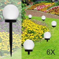 6PCS Solar Round Ball Lamp LED Garden Path Ground Lights Stake Lighting Patio Aisle Light Solar Lawn