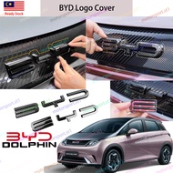 [READY STOCK]BYD Dolphin Logo Emblem Carbon Fiber Piano Black Logo Front Sporty Cover for BYD Dolphi